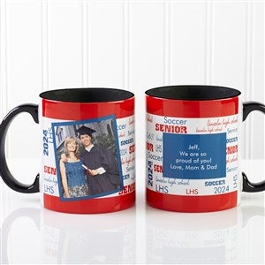 School Spirit Personalized Photo Graduation Coffee Mugs - Black Handle - 12958-BP