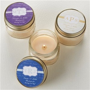 Wedding Monogram Personalized Mason Jar Candle Favors - 13032