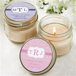 Wedding Monogram Personalized Mason Jar Candle Favors - 13032