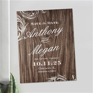 Personalized Wedding Save The Date Magnets - Wood Carving - 13045-M