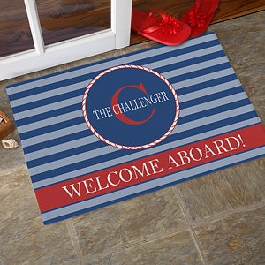 Personalized Nautical Doormat With Recycled Rubber Back - Anchors Aweigh