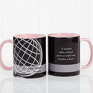 Personalized Teacher Professions Coffee Mugs - Pink Handle - 13172-P