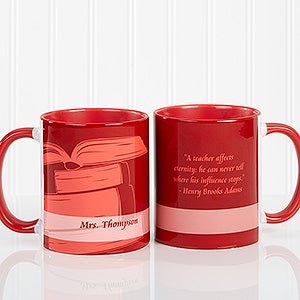 Personalized Teacher Professions Coffee Mugs - Red Handle - 13172-R