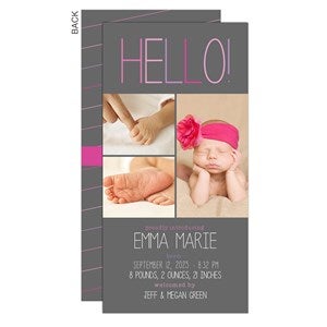 Hello... Photo Baby Announcement - 3 Photo Premium - 13431-3-P