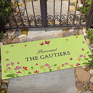 Floral Welcome Personalized Oversized Doormat- 24x48 - 13448-O