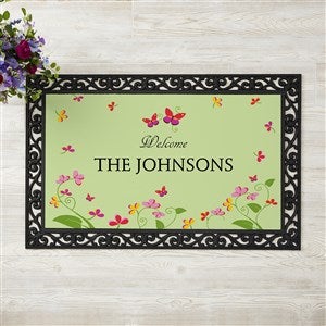 Floral Welcome Personalized Doormat- 20x35 - 13448-M