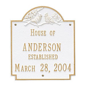 Date Established Personalized Aluminum House Plaque - White  Gold - 1354D-WG