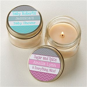 Chevron Baby Shower Personalized Mason Jar Candle Favors - 13558