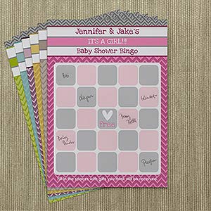 Chevron Baby Shower Personalized Bingo Cards - 13561
