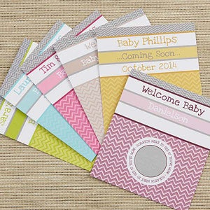 Chevron Baby Shower Personalized Scratch Off Game - 13563