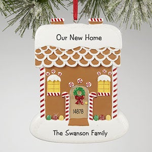 Gingerbread House Greetings<sup>©</sup> Personalized Ornament - 13649