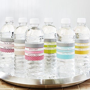 Chevron Baby Shower Personalized Water Bottle Labels - 13670