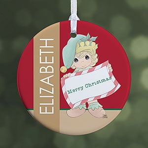 Precious Moments Personalized Christmas Elf Ornament - Glossy - 13749-1