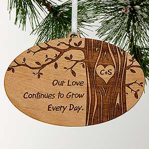 Carved In Love Personalized Ornament- Natural - 13790