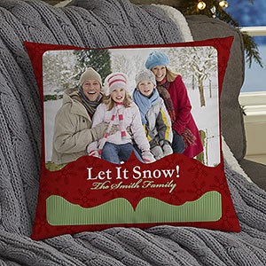 Personalized Christmas Photo Throw Pillow - Classic Holiday - 14quot; - 13791-S