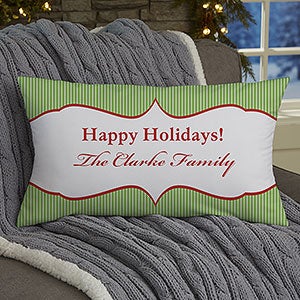 Classic Holiday Personalized Lumbar Velvet Throw Pillow - 13791-LBV