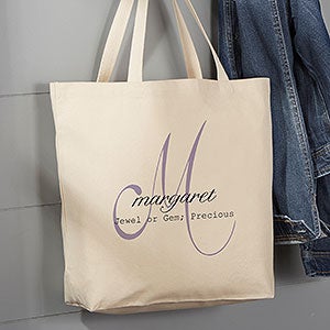 Name Meaning Monogram Personalized Canvas Tote Bag- 20 x 15 - 13804