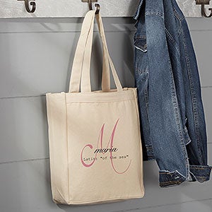 Name Meaning Monogram Personalized Small Canvas Tote Bag - 13804-S