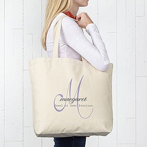 Classic Monogram Personalized Large Canvas Tote Bag