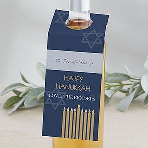 Hanukkah Personalized Wine Bottle Tags - 13816