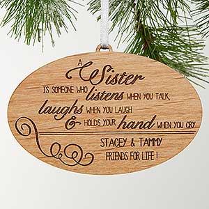 Special Sister Personalized Ornament- Natural Alderwood - 13873