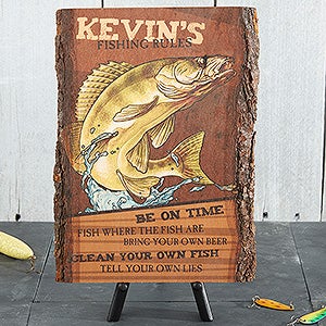Fishing Rules Basswood Plank Sign - 13951