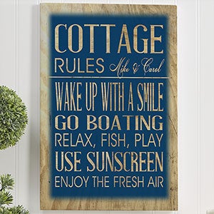 Beach House Rules 24x36 Personalized Canvas Print - 13986-XL