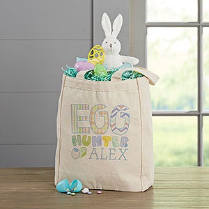 Egg Hunter Easter Personalized Canvas Tote Bag - Small - 14080