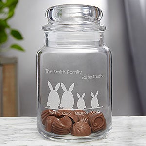 Easter Bunny Family Character Engraved Glass Treat Jar - 14091-N