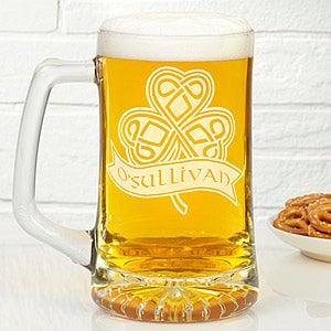 Celtic Shamrock Personalized Beer Mug - 14188