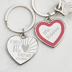 A Teachers Heart Personalized Heart Keychain - 14326