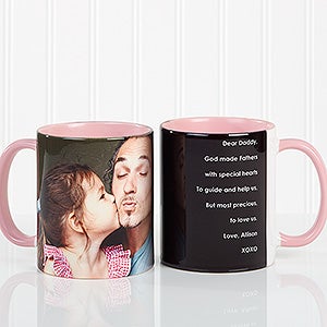 Personalized Coffee Mugs for Him - Photo Sentiments - Pink Handle - 14474-P