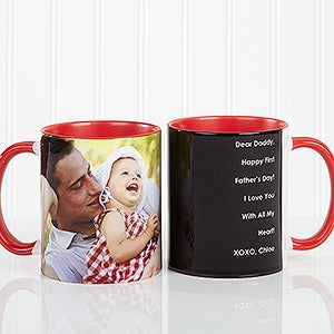 Personalized Coffee Mugs for Him - Photo Sentiments - Red Handle - 14474-R