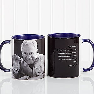 Personalized Coffee Mugs for Him - Photo Sentiments - Blue Handle - 14474-BL