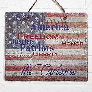 Patriotic Family Personalized Slate Plaque - 14581