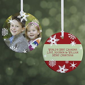 Personalized Photo Christmas Ornament - Snowflakes - 2-Sided - 14638-2