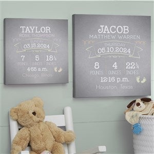Personalized Baby Wall Art 12x12 - Baby Birth Info - 14687-S
