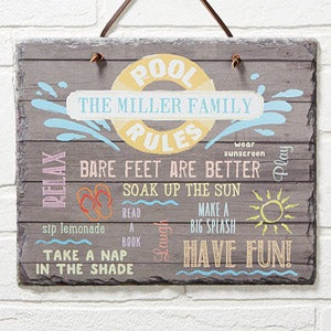 Water Rules Personalized Slate Plaque - 14689