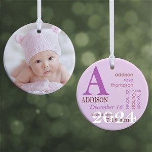 All About Baby Photo Personalized Birth Ornament- 2.85 Glossy - 2 Sided - 14842-2