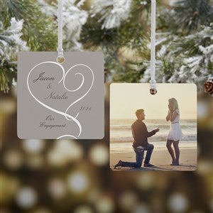 Our Engagement Photo Personalized Metal Ornament - 2 Sided - 14843-2M