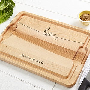 Lovebirds Personalized Extra Large Hardwood Cutting Board- 15x21 - 14958-XL