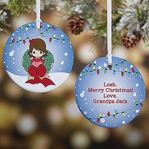 Precious Moments Wreath Personalized Ceramic Christmas Ornament - 15005