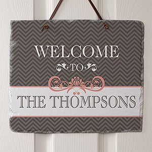 Personalized Slate Wall Plaque - Classic Chevron - Standard - 15024