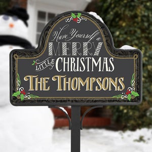 Merry Little Christmas Personalized Magnetic Garden Sign - 15059-M