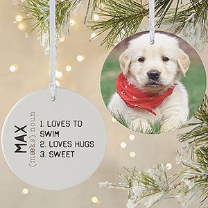 Definition of My Pet Photo Ornament- 3.75 Matte - 2 Sided - 15076-2L