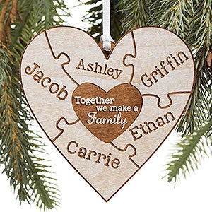 Together We Make A Family Whitewash Wood Ornament - 15089-1W