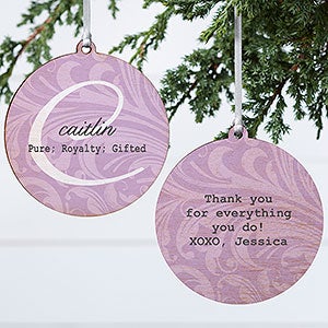Name Meaning Personalized Christmas Ornament - 2 Sided Wood - 15146-2W