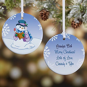 Precious Moments Snowman Personalized Ceramic Christmas Ornament - 15156