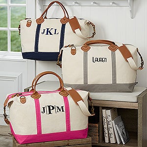 Embroidered Canvas Duffel Bag - Luxurious Weekender