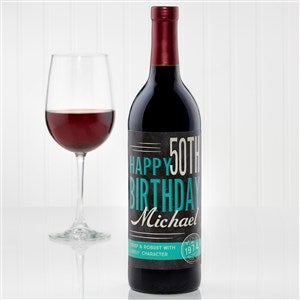 Vintage Age Personalized Birthday Wine Bottle Label - 15177-T